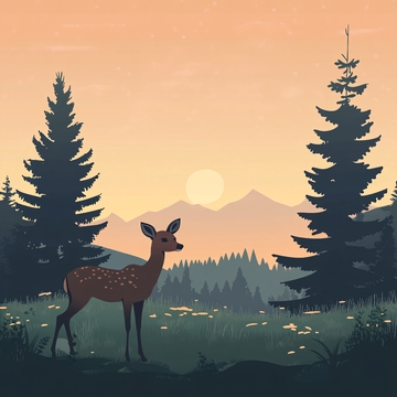 林中小鹿迎晨曦