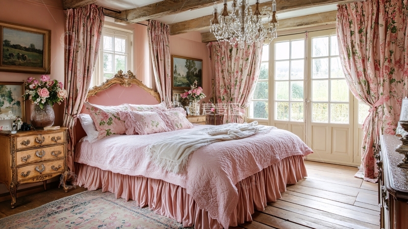 高清大图下载【趣麦麦图】洋花大床