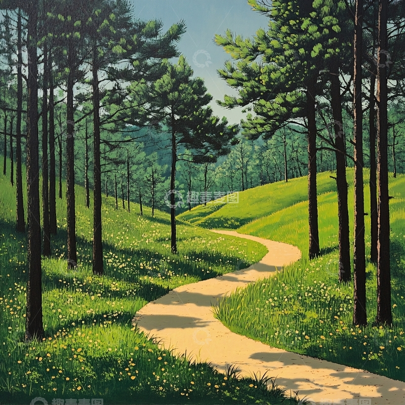 高清大图下载【趣麦麦图】绿茵小道山水