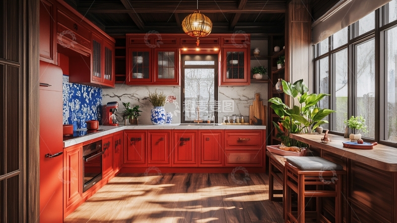 高清大图下载【趣麦麦图】红木厨房
