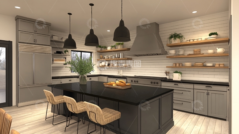 高清大图下载【趣麦麦图】厨房岛风格1