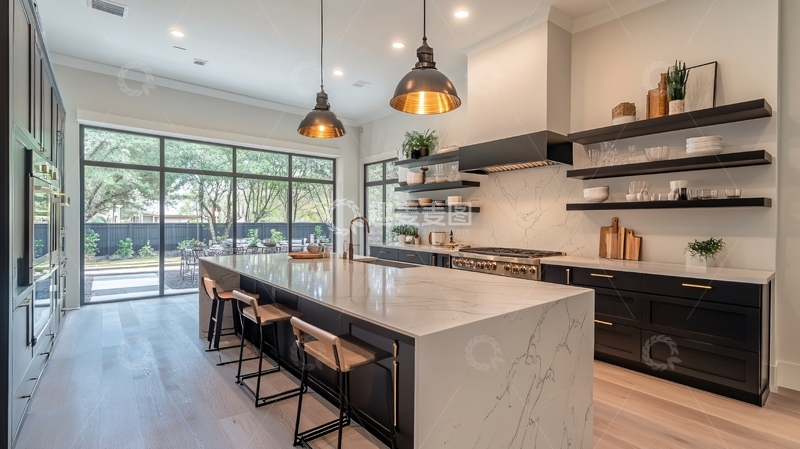 高清大图下载【趣麦麦图】黑色厨房岛5