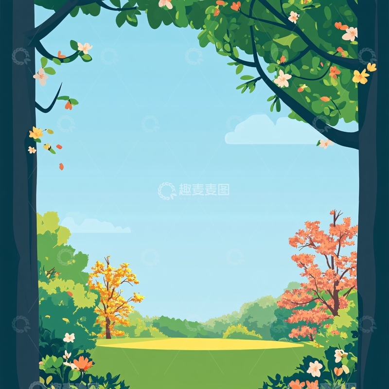 高清大图下载【趣麦麦图】扁平风自然风景5