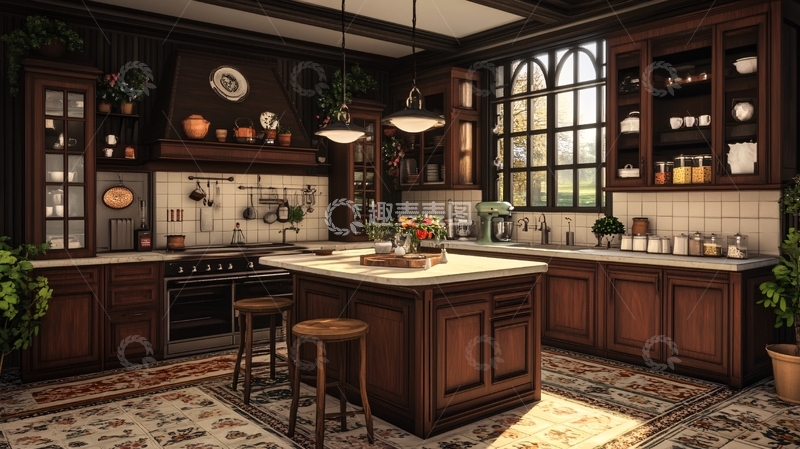 高清大图下载【趣麦麦图】欧式复古厨房