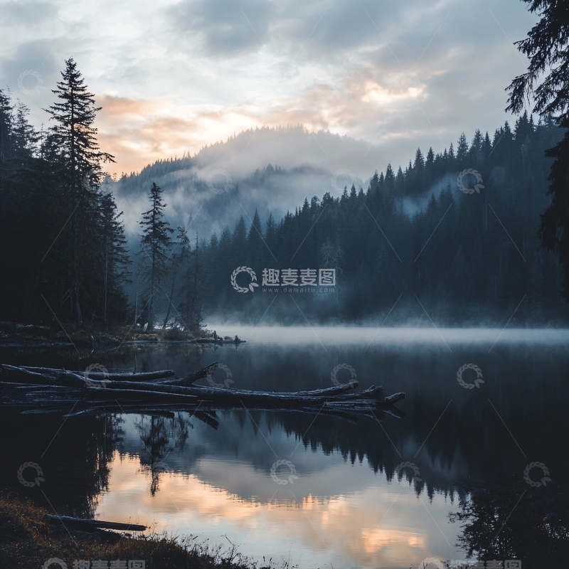 高清大图下载【趣麦麦图】湖畔湖泊梦幻森林5