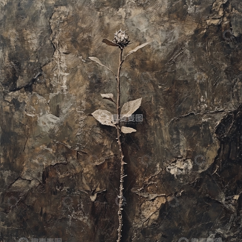 高清大图下载【趣麦麦图】水泥墙裂缝中的植物