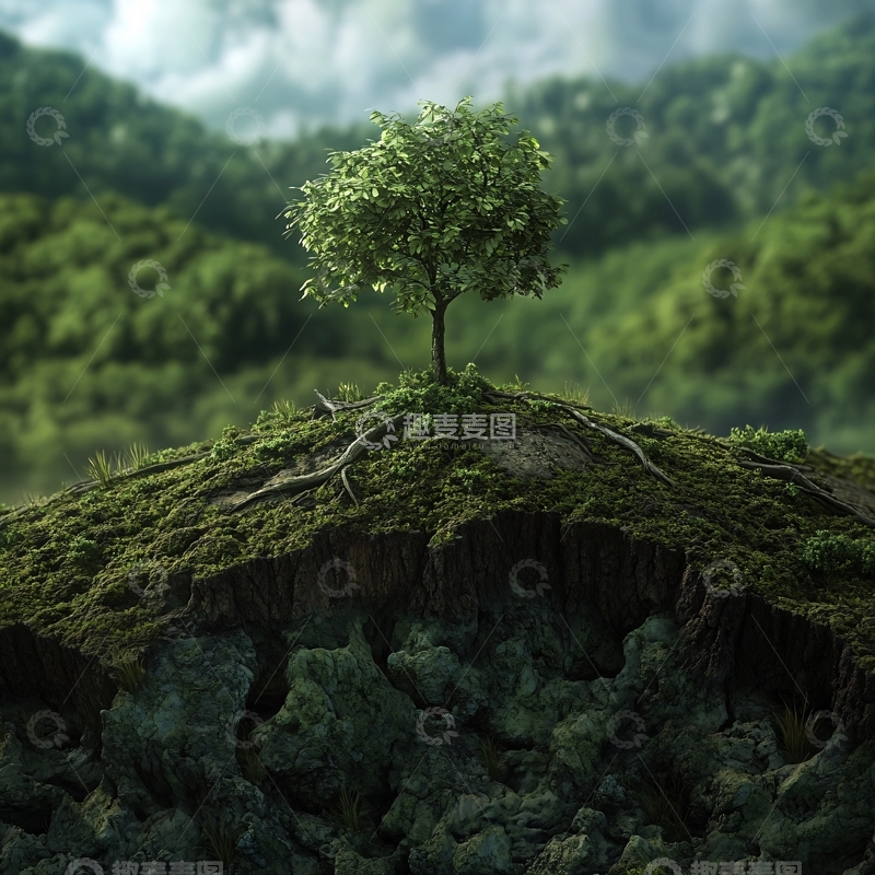 高清大图下载【趣麦麦图】生长在悬崖边的两棵树