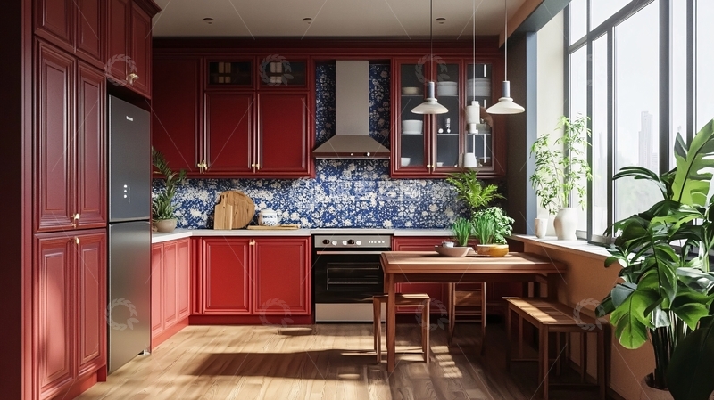 高清大图下载【趣麦麦图】红色厨房