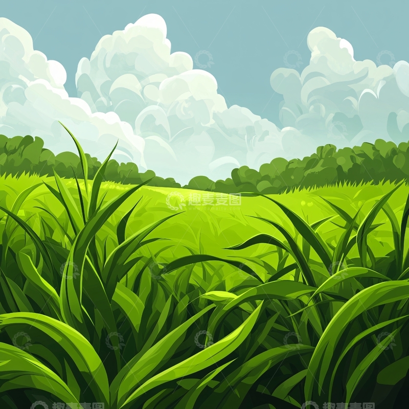高清大图下载【趣麦麦图】绿地绿草插图
