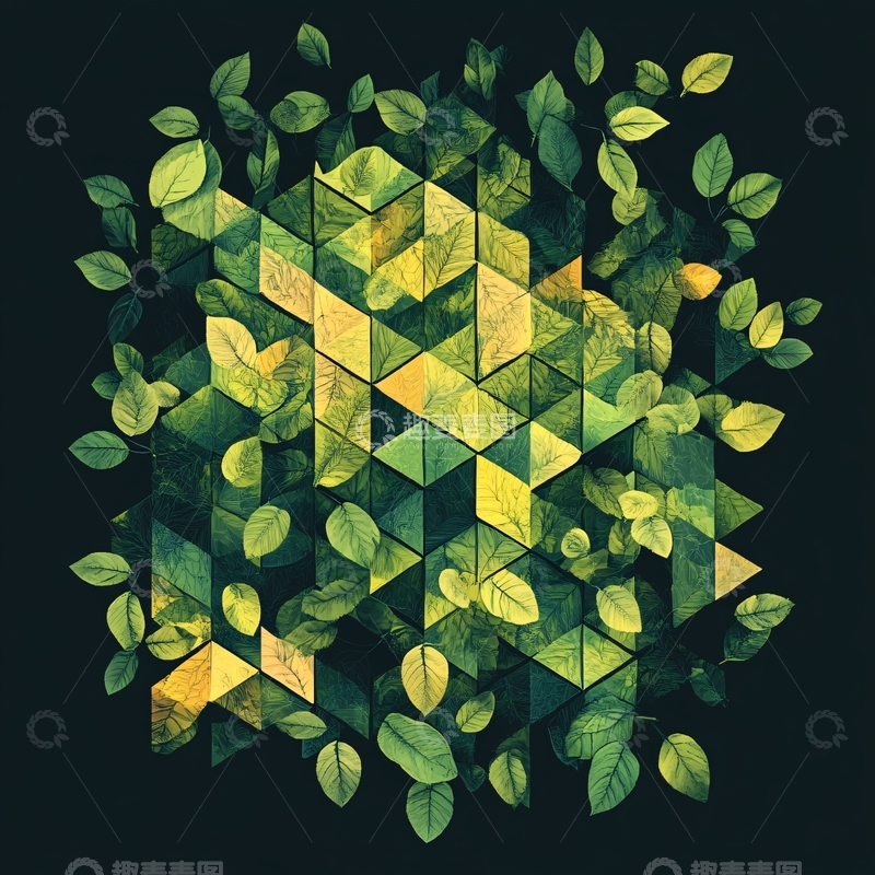 高清大图下载【趣麦麦图】晶格化树叶2