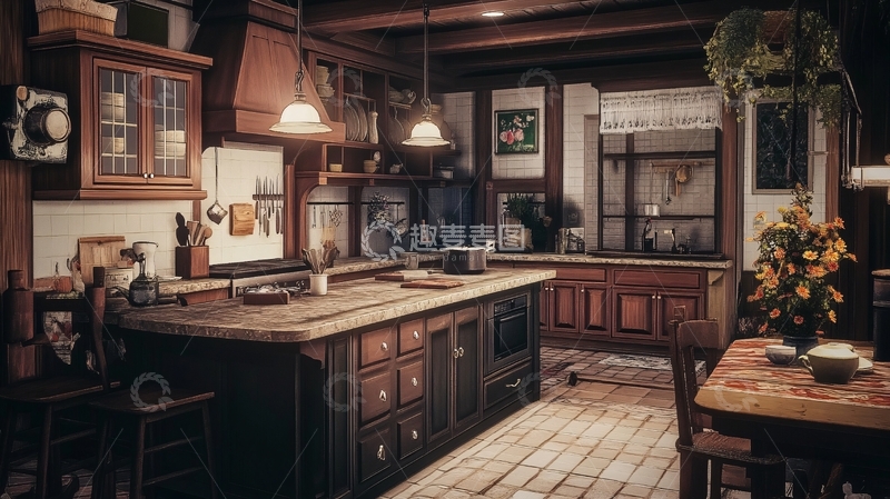 高清大图下载【趣麦麦图】旧时厨房餐厅