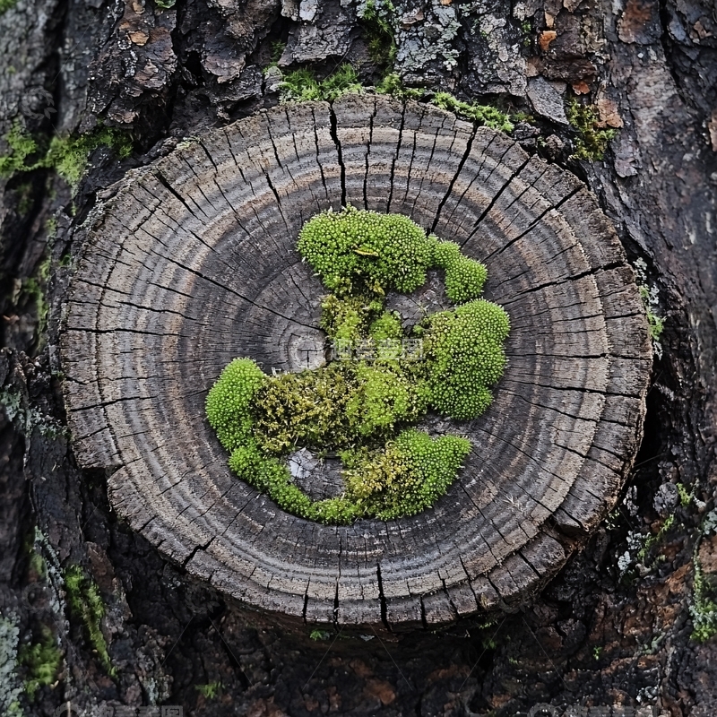 高清大图下载【趣麦麦图】木桩青苔
