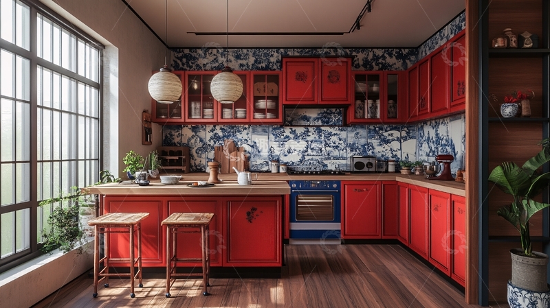 高清大图下载【趣麦麦图】红蓝金新中式