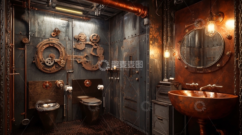 高清大图下载【趣麦麦图】复古风卫生间1