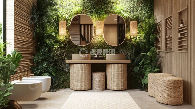 高清大图下载【趣麦麦图】植物卫浴间1