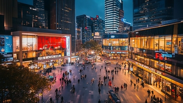 夜幕下的城市广场