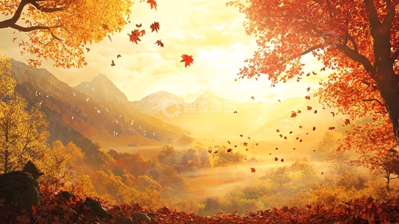 高清大图下载【趣麦麦图】金秋风景插画13