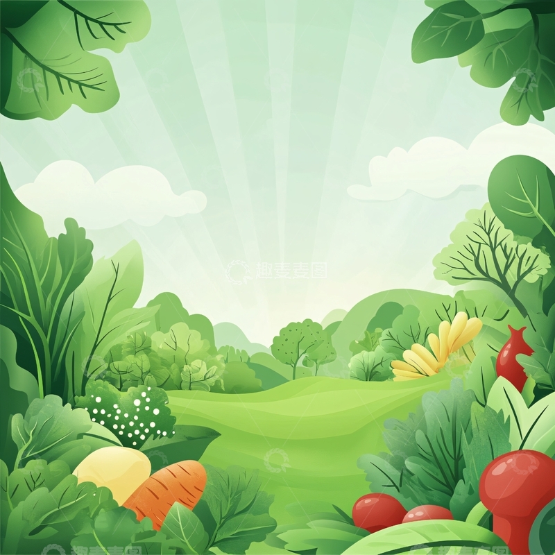 高清大图下载【趣麦麦图】素食绿色背景自然