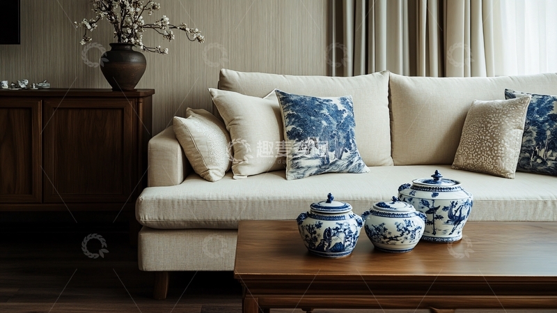 高清大图下载【趣麦麦图】蓝色中式2