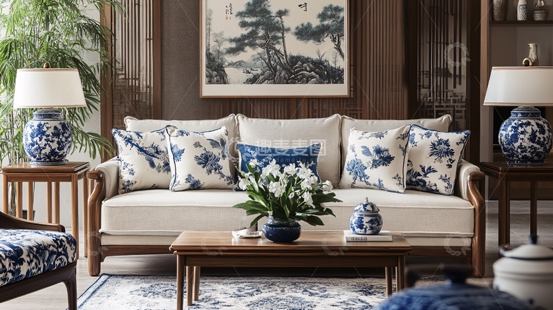 高清大图下载【趣麦麦图】蓝白中式3