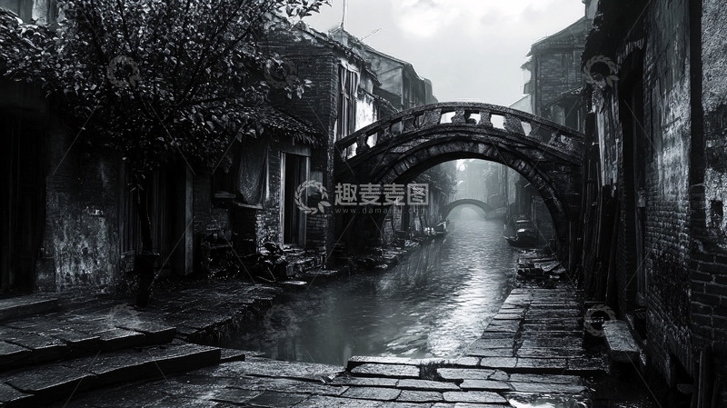 高清大图下载【趣麦麦图】-烟雨巷图片素材下载