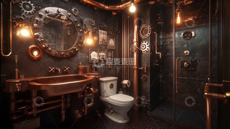 高清大图下载【趣麦麦图】复古卫生间
