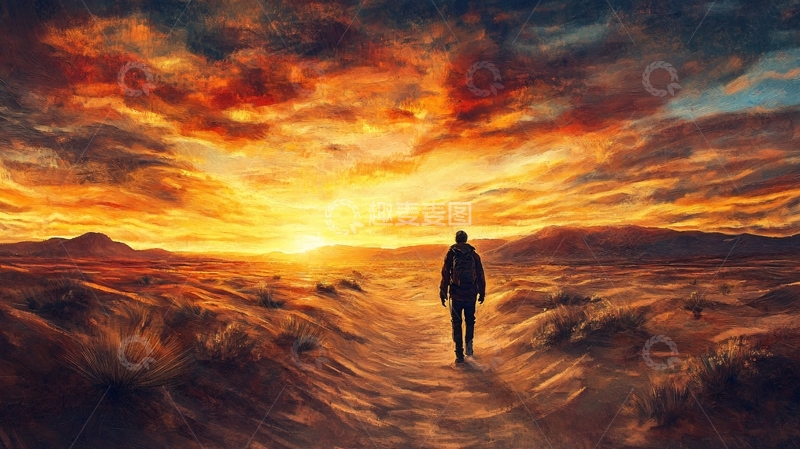 高清大图下载【趣麦麦图】孤独背影插画1