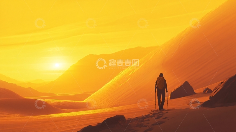 高清大图下载【趣麦麦图】荒野黄昏插画38