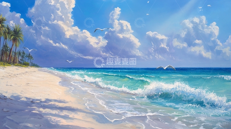 高清大图下载【趣麦麦图】海边唯美手绘8