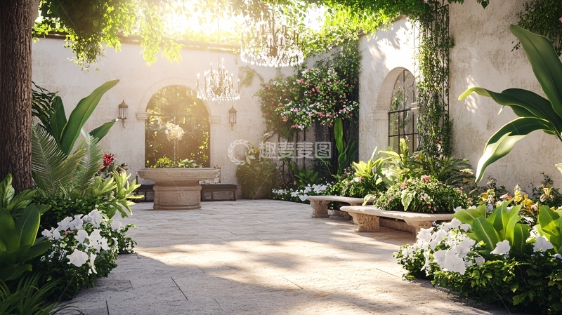 高清大图下载【趣麦麦图】-影视小品庭院背景2