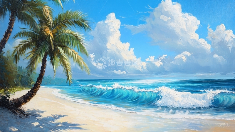 高清大图下载【趣麦麦图】海滩风景画6