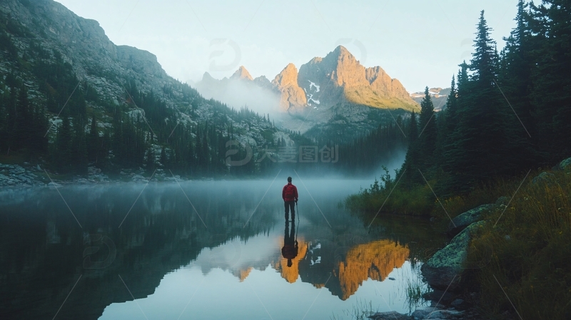 高清大图下载【趣麦麦图】绝美晨曦湖中1