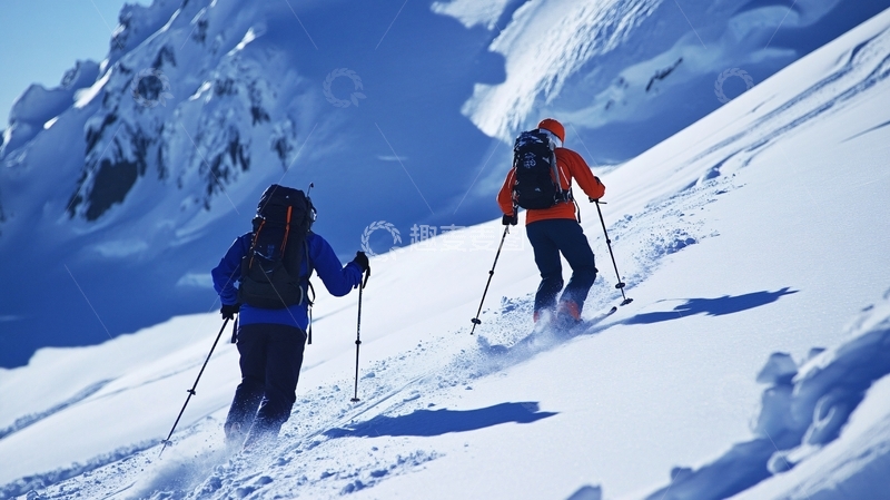 高清大图下载【趣麦麦图】山地雪鞋行走