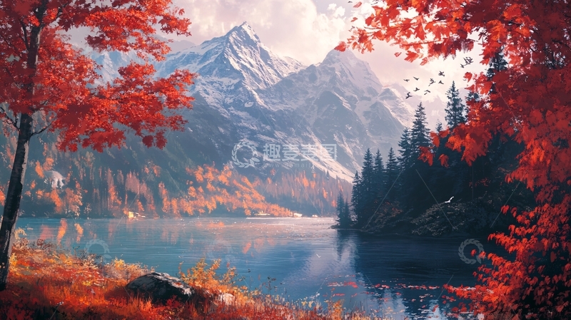 高清大图下载【趣麦麦图】秋天森林画秋天壁纸37