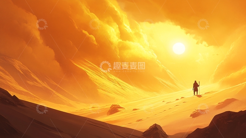 高清大图下载【趣麦麦图】荒野黄昏插画39