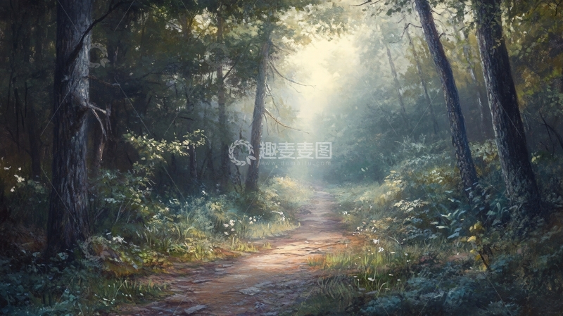 高清大图下载【趣麦麦图】电脑装饰油画阳光森林4