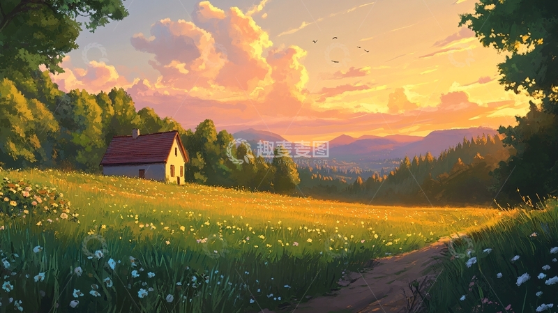 高清大图下载【趣麦麦图】乡村场景插画8