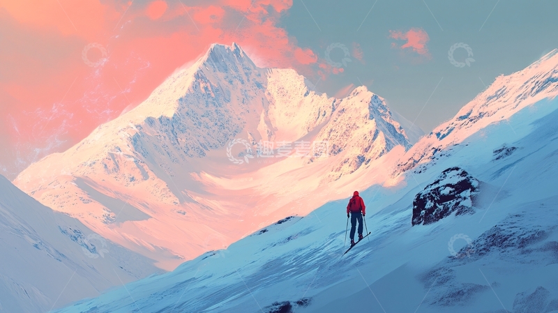 高清大图下载【趣麦麦图】冬季户外登山雪景7