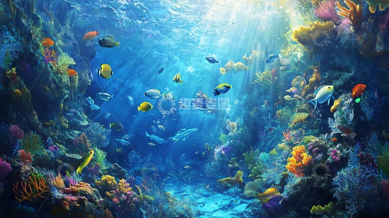 高清大图下载【趣麦麦图】海底世界立体背景4