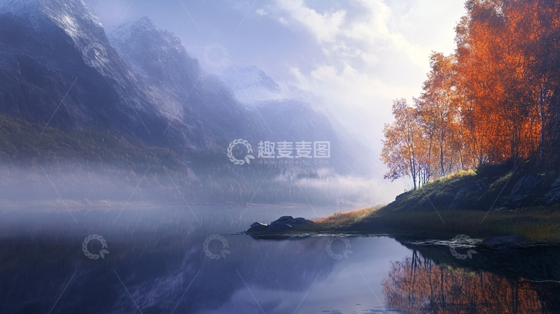 高清大图下载【趣麦麦图】雾缭绕山水风景1