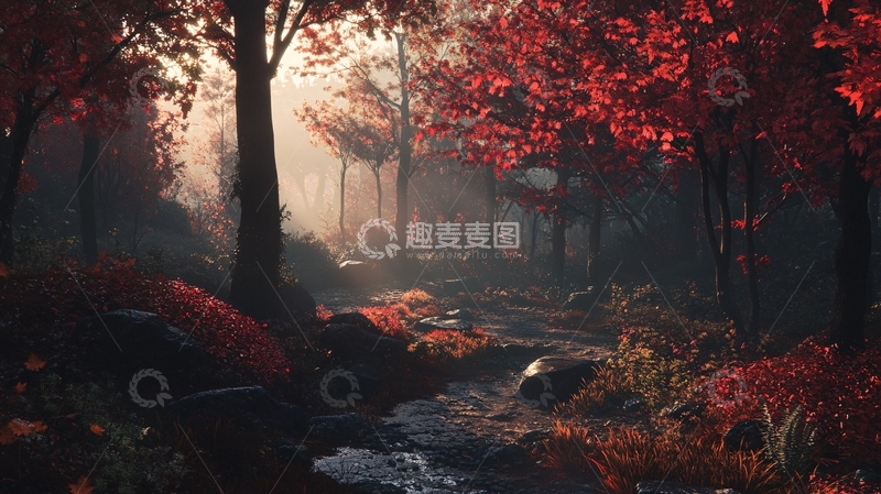 高清大图下载【趣麦麦图】枫林仙境