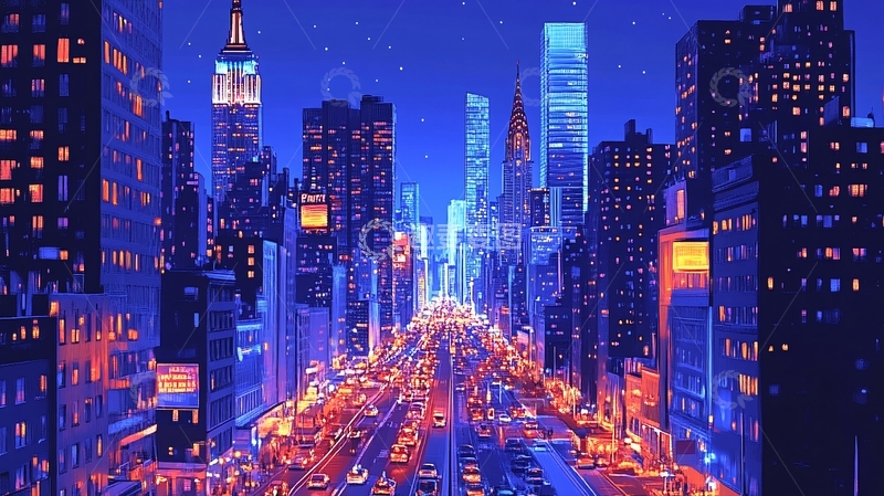 高清大图下载【趣麦麦图】纽约城市鼠绘8