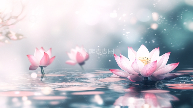 高清大图下载【趣麦麦图】唯美莲花倒影