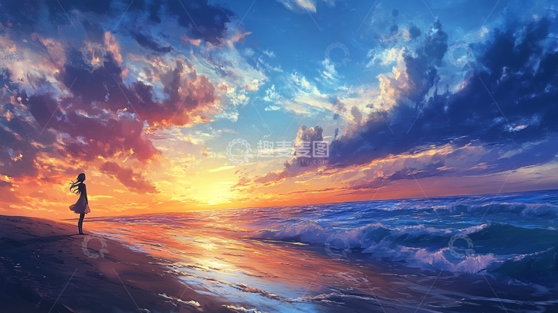 高清大图下载【趣麦麦图】-动漫海边2