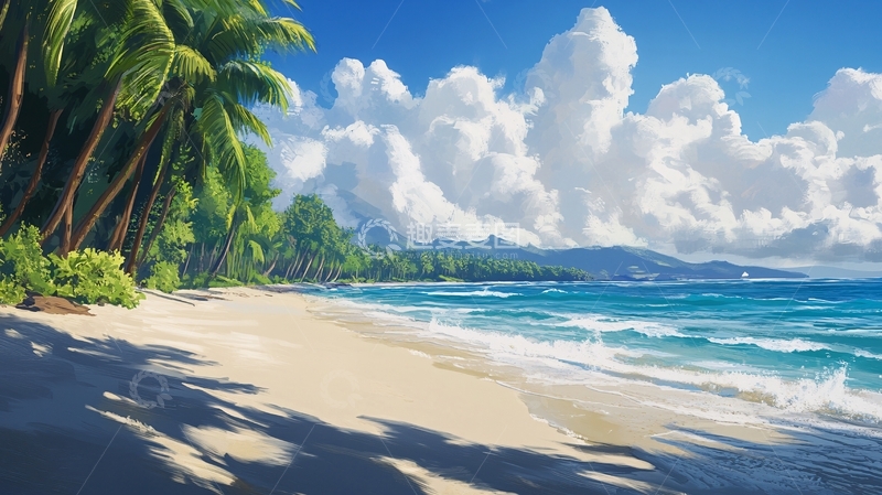 高清大图下载【趣麦麦图】海滩风景画7