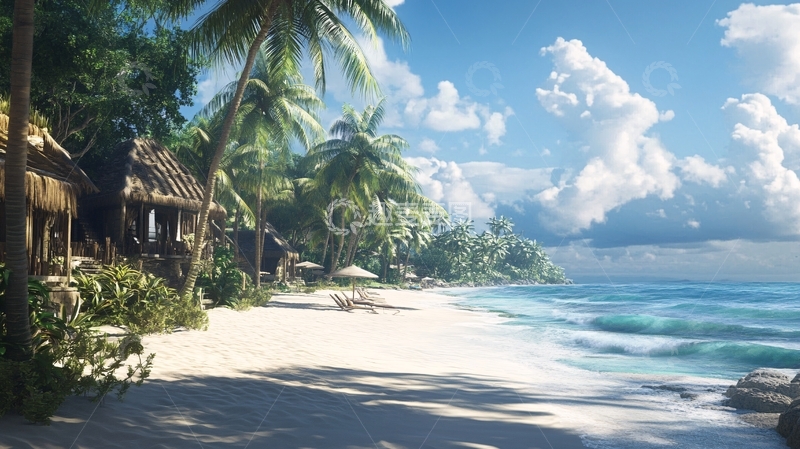 高清大图下载【趣麦麦图】原始海边生活场景