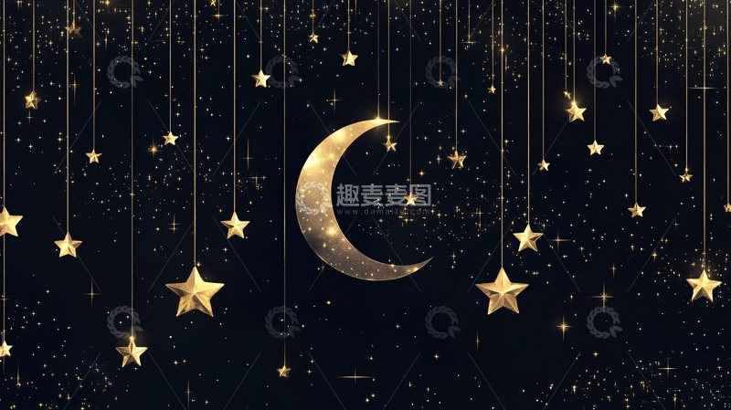 高清大图下载【趣麦麦图】星月交辉夜空