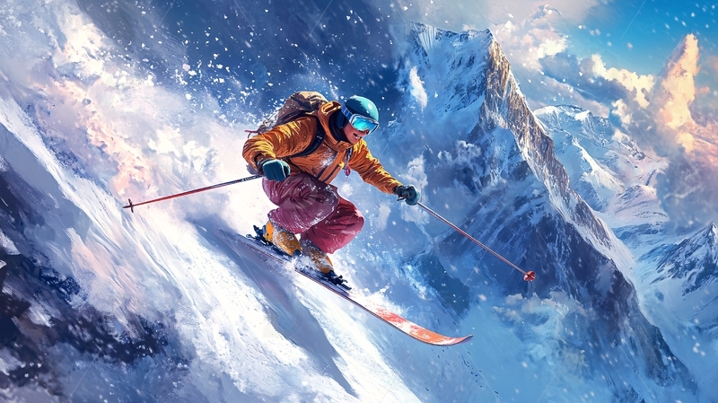 高清大图下载【趣麦麦图】滑雪插画2