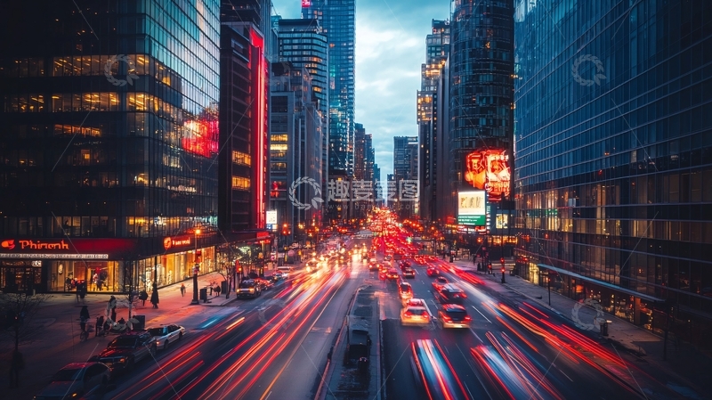 高清大图下载【趣麦麦图】繁华地段都市交通地产2