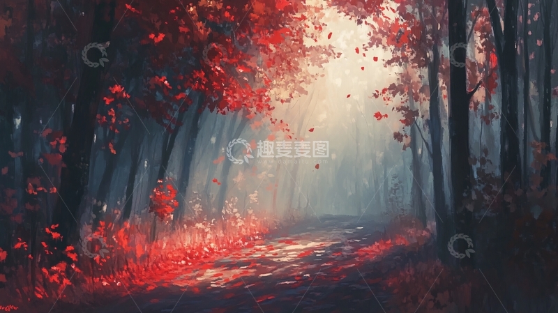高清大图下载【趣麦麦图】秋天森林画唯美秋色24